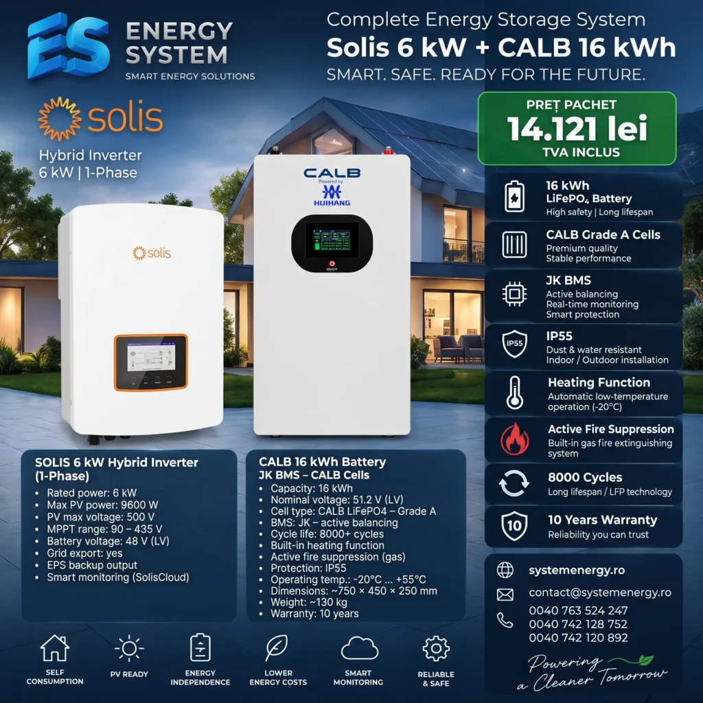 Invertor SOLIS 6kWp Monofazat LV + Acumulator CALB 16kWh