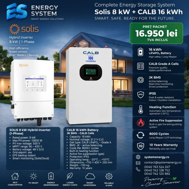 Invertor SOLIS 8kWp Monofazat LV + Acumulator CALB 16kWh